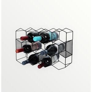 New Black Countertop Wine Rack Fits Holds 14 Bottles